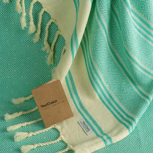 Your Choice Toalla de playa turca (71 x 41) – Toalla turca 100% algodón, sin arena, de secado rápido, de gran tamaño, toalla de viaje compacta