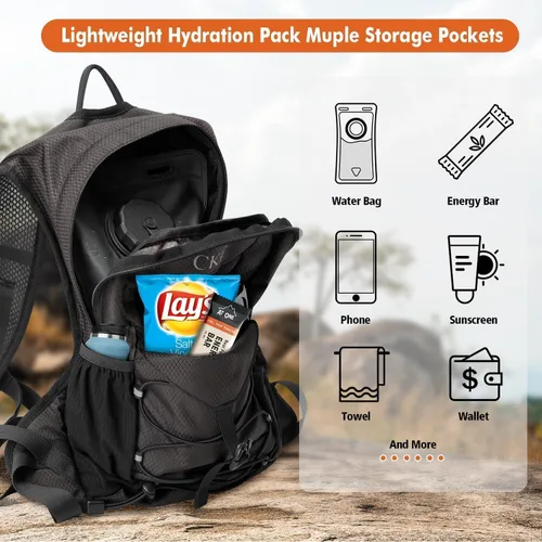 Miniatura 3 de Mochila de Hidratación Paquete de Hidratación Mochila de Agua con Bolsa de Hidratación de 2L (70 onzas) para Hombres Mujeres Niños para Correr
