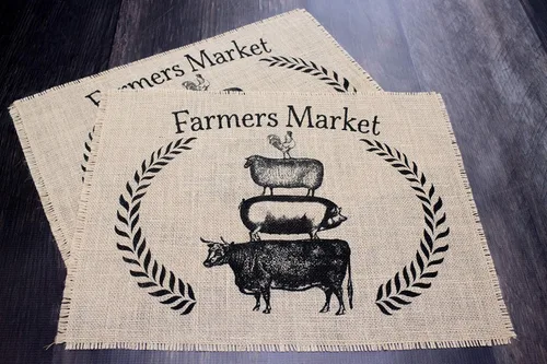 Miniatura 4 de Farmers Market - Juego de dos manteles individuales de arpillera
