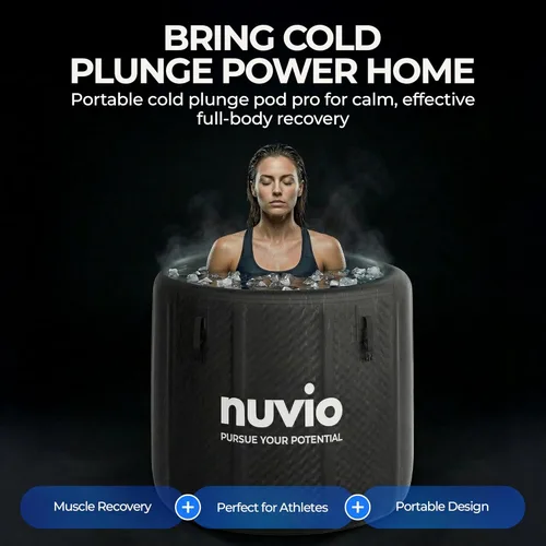 Nuvio Recovery Pod Pro - Baño de hielo portátil de alta calidad con ultra aislamiento, bañera de agua fría inflable de 87 galones, bañera de hielo