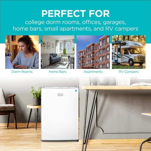 Miniatura 7 de BLACK+DECKER Refrigerador compacto de 2.5 pies cúbicos, certificado ENERGY STAR, mini refrigerador de una sola puerta con compartimento enfriador