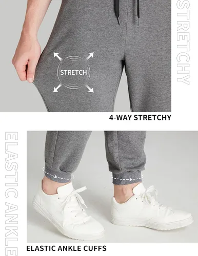 Miniatura 57 de Idtswch 30/32/34/36/38/40. Pantalones deportivos altos para hombre, extra largos, con bolsillos con cremallera