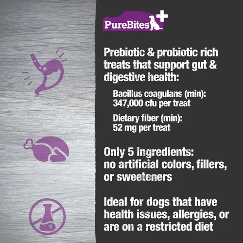 Miniatura 5 de PureBites + Golosinas liofilizadas para perros intestinales y digestiones, 5 ingredientes, fabricadas en EE. UU., 3 oz