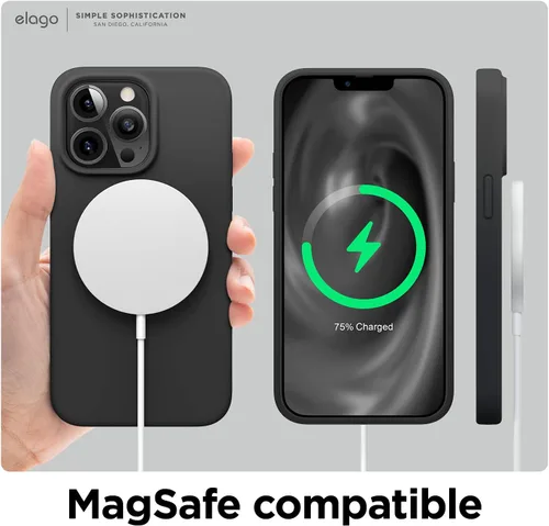 Miniatura 8 de elago Compatible con funda para iPhone 13 Pro, funda de silicona líquida, cubierta protectora de cuerpo completo, delgada, forro de microfibra Negro
