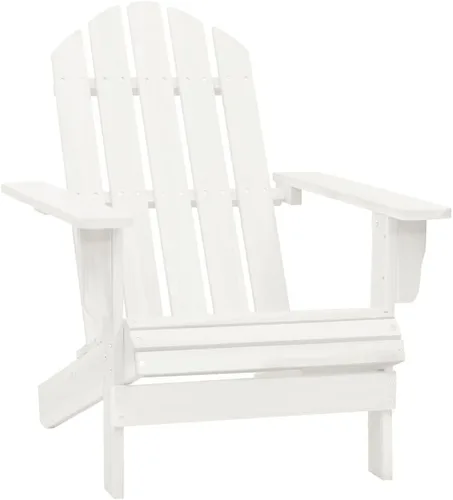 Miniatura 5 de Silla Adirondack para patio con mesa de madera de abeto maciza, color blanco, juego de muebles de patio al aire libre, juego de asientos de jardín