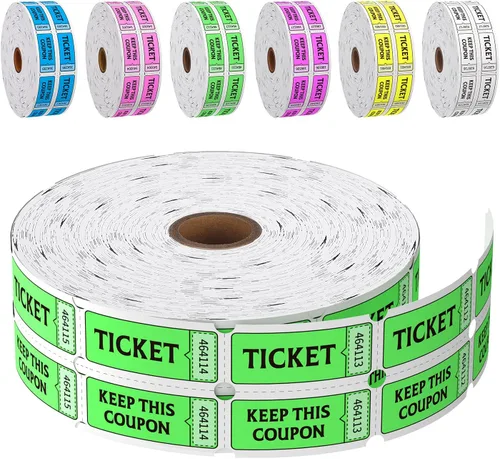 Miniatura 11 de Boletos para rifas de doble rollo 8000 boletos 50/50 para eventos, entrada, premio de clase, recaudación de fondos y premios