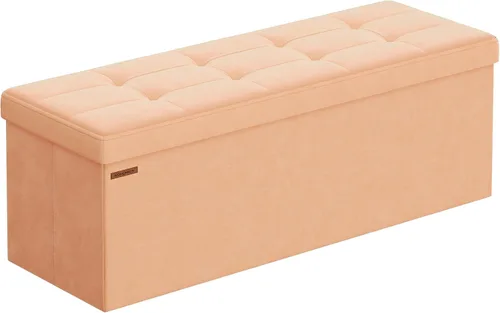 SONGMICS Mazie Collection - Banco otomano de almacenamiento, reposapiés plegable, 15 x 43 x 15 pulgadas, banco de extremo de cama, baúl de
