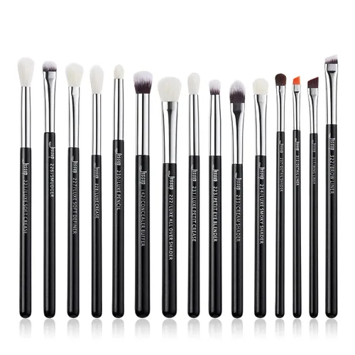 Miniatura 12 de Jessup Pinceles de sombra de ojos, 15 piezas, juego de pinceles de ojos naturales para sombra de ojos, corrector de cejas, delineador de ojos, novia