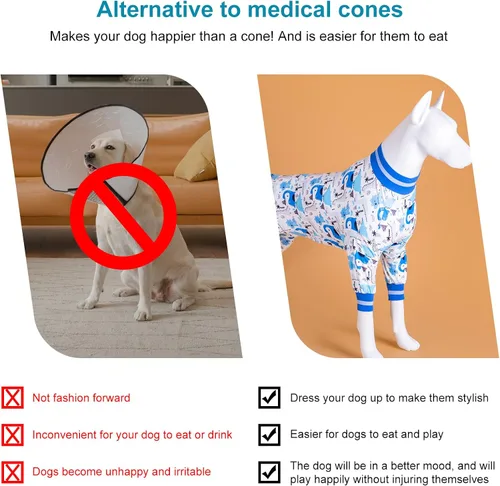 Miniatura 6 de LovinPet Trajes para perros XL y grandes, camiseta interior para perros grandes, tela elástica ligera, estampado abstracto de dinosaurio, camiseta