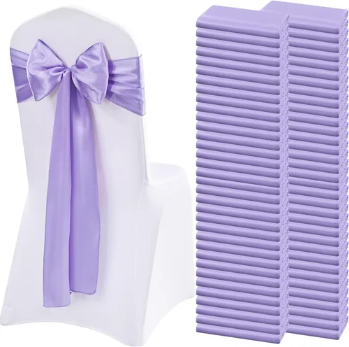 Miniatura 13 de 60 bandas de satén para silla, color burdeos, para fiestas, hoteles, bodas, recepciones, restaurantes y decoración de eventos (7 x 108 pulgadas)