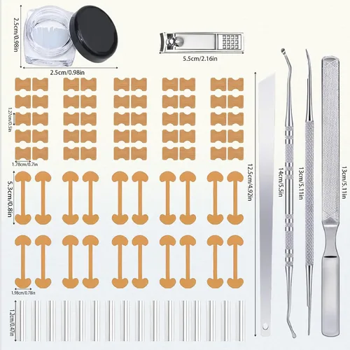 Miniatura 2 de Kit corrector de uñas encarnadas con tiras de corrección flexibles y cinta – Juego de herramientas profesionales de pedicura en el hogar