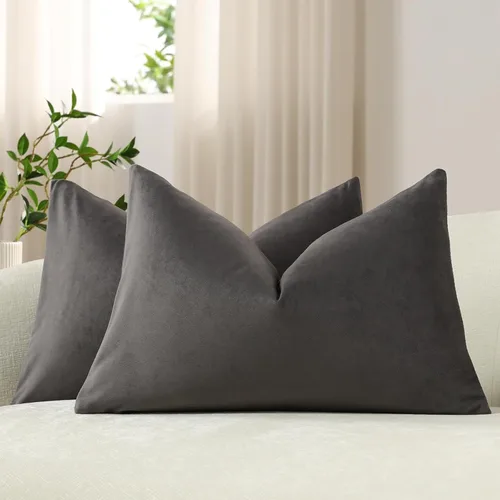 Miniatura 8 de Dezene - 2 fundas decorativas de terciopelo para almohada Hielo de vainilla