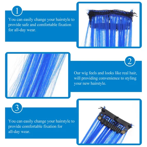 Miniatura 6 de KALLORY 12 extensiones de peluca, accesorios para el cabello, pelucas para mujer, joyas para el cabello, extensiones de cabello con clip