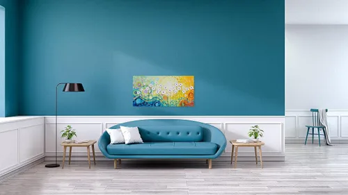 Miniatura 7 de YHSKY ARTS - Pinturas de flores blancas al óleo con textura pintada a mano, lienzo moderno y colorido, arte de pared contemporáneo, imágenes