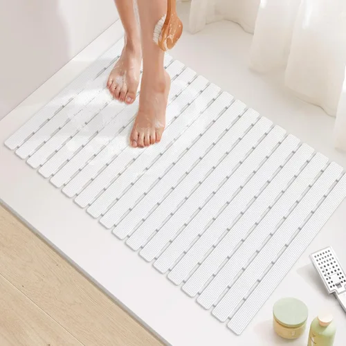 Miniatura 7 de Yolife Tapete de ducha de drenaje rápido, 24.8 x 15.8 pulgadas, tapete de ducha antideslizante y elevado para ducha interior, tapete de ducha marrón