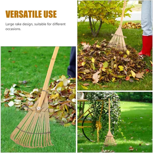 Miniatura 7 de Yardwe Rastrillo de nivelación de patio, palas de mano, rastrillos de mano, mango corto, plantación, mini herramientas de recolección de hojas