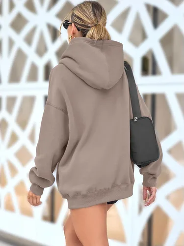 Miniatura 4 de AUTOMET Sudaderas de gran tamaño con capucha de forro polar para mujer, camisas de manga larga, sudaderas con bolsillo para otoño 2025