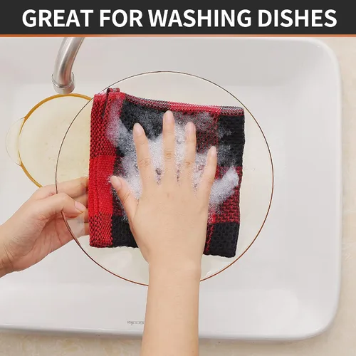 Miniatura 7 de Homaxy Trapos de cocina a cuadros de 100% algodón, 12 x 12 pulgadas, paños de cocina súper suaves y absorbentes, de secado rápido, paquete de 6