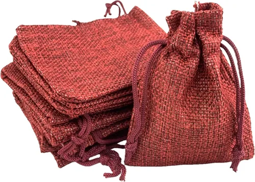 Miniatura 19 de Palmhomee Paquete de 20 bolsas de regalo de arpillera con cordón, bolsas de joyería de lino, bolsas de yute de boda para joyas y bolsas