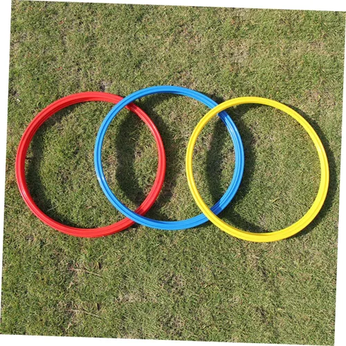 Miniatura 7 de BESPORTBLE Juego de pies 9 anillos de agilidad de fútbol en círculos de entrenamiento amarillo, rojo y azul