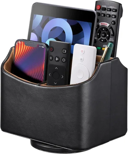 Soporte para control remoto, organizador de escritorio giratorio, mesita de noche para control remoto de TV, tabletas, teléfonos, lentes, libros,