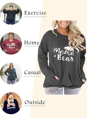 Miniatura 3 de ROSRISS - Camisetas de talla extragrande para mujer, de manga larga, estilo casual tipo túnica, cuello en V, con bolsillos