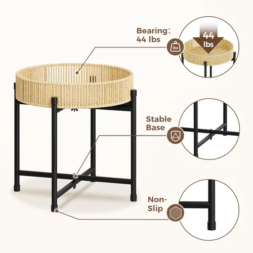 Miniatura 6 de Bamworld - Soporte de plantas de ratán para interior, mesa de plantas boho para plantas grandes, taburete individual para plantas, soporte