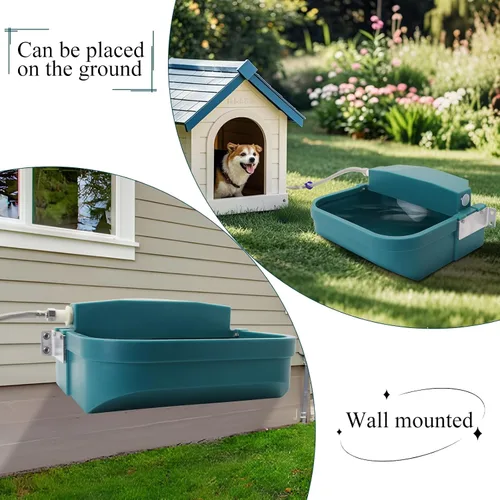 Miniatura 6 de Dispensador automático de agua para perros grandes, cuenco de agua potable para animales de 8 litros con válvula de flotador y orificio de drenaje