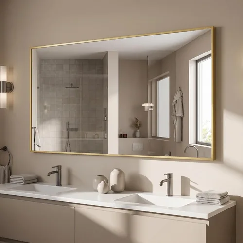 Miniatura 22 de BEAUTYPEAK Espejo de pared rectangular dorado de 24 x 36 pulgadas con marco de metal, se cuelga horizontal o vertical para sala de estar