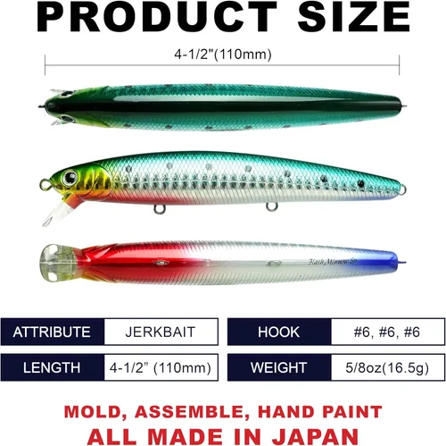 Miniatura 2 de LUCKY CRAFT FlashMinnow 110, Super Glow Series, señuelos de pesca de agua salada, accesorios y equipo de pesca de surf Jerkbait, señuelo