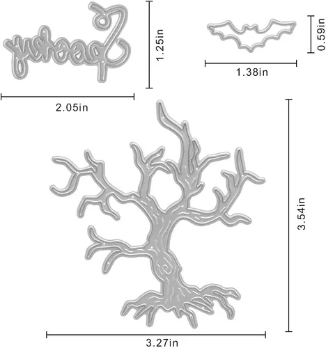 Miniatura 2 de Troqueles de metal para Halloween, espeluznante árbol marchito, troqueles de corte de murciélagos en relieve, plantilla para hacer tarjetas, álbumes