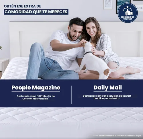 Miniatura 3 de Utopia Bedding - Cubrecolchón acolchado ajustado, protector y funda de colchón elástico con bolsillo profundo que se estira hasta 16 pulgadas, Blanco