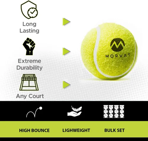 Miniatura 2 de Morvat Pelotas de tenis profesionales de tamaño estándar, bolas de fieltro amarillo presurizadas extra resistentes para niños, adultos y perros