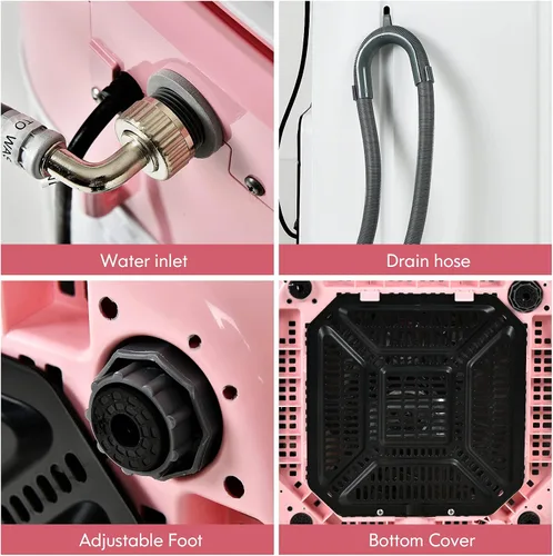 Miniatura 9 de COSTWAY Lavadora Portátil, Capacidad de 8 Libras, Bomba de Drenaje Integrada, Lavadora Compacta de Lavandería con 6 Programas, 6 Niveles de Agua