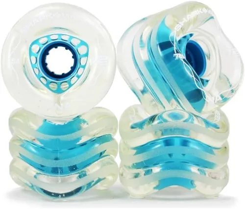 Shark Wheel Ruedas de crucero Longboard de 2.835 in, fórmula ADN, juego de 4 ruedas Buje azul transparente.