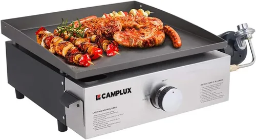 Camplux Parrilla de Propano de Gas, Estación de Parrilla Plana para Cocina, Acampar, Exteriores, Mesa - Parrilla BBQ de Acero Inoxidable con
