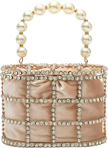 Miniatura 3 de CARIEDO Bolso de Noche para Mujer, Bolso de Mano con Perlas y Diamantes de Imitación para Boda, Baile de Graduación, Cumpleaños, Fiesta, Accesorios