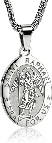 Miniatura 46 de Collar de patrón de santo, San Miguel/Virgen María/Rafael/Judá/Cristóbal/Benedicto/José/Patricio/Francisco/Florián/Tomás/Antonio, acero inoxidable