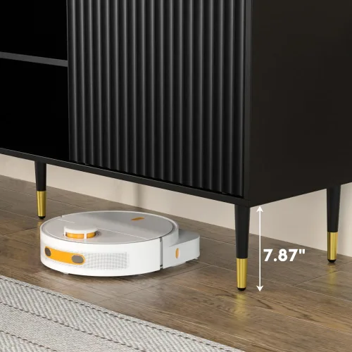 Miniatura 5 de Soporte de TV acanalado de 58 pulgadas, consola de TV moderna de mediados de siglo para TV de 65/70/75 pulgadas, centro de entretenimiento de madera