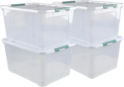 Miniatura 11 de Paquete de 6 cajas de almacenamiento de plástico de 20 L, caja de almacenamiento transparente con tapas