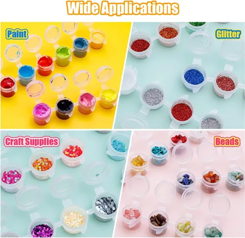 Miniatura 2 de YGAOHF 120 macetas de pintura con tapas, 0.2 fl oz/0.17 onzas, macetas grandes vacías con tapas, contenedor de pintura acrílica fácil de abrir, 20