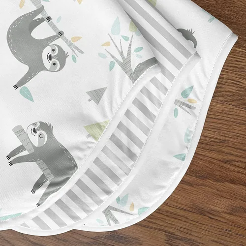 Miniatura 5 de Sweet Jojo Designs Blue Jungle Sloth - Juego de 3 paños absorbentes para eructos para bebé, recién nacido, turquesa, gris y verde, tropical, género