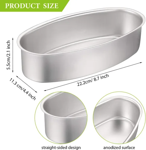 Miniatura 2 de Patelai 4 paquetes de moldes ovalados para tartas de queso de 4 pulgadas y 8 pulgadas, moldeador de flan de Leche, moldes antiadherentes para tartas