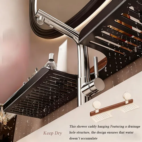 Miniatura 4 de Estante para lavabo de baño, moderno organizador de cocina, estantes de almacenamiento flotantes, organizador de fregadero de ducha no montado