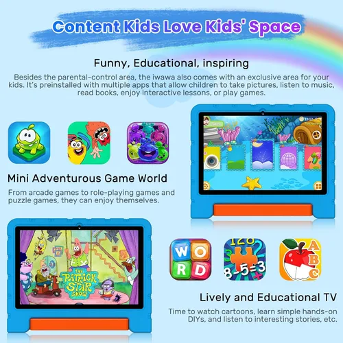 Miniatura 6 de Tableta infantil 2025 con Android 15 de 10 pulgadas para niños Octa-Core, 30GB+64GB (TF 1TB), tableta para niños pequeños con funda a prueba