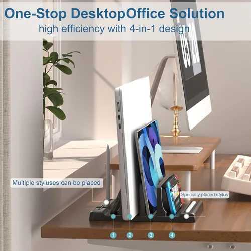 Miniatura 2 de Soporte vertical para laptop, soporte vertical de plástico ABS ajustable para laptop, ahorro de espacio 4 en 1, compatible con todos los MacBook Pro