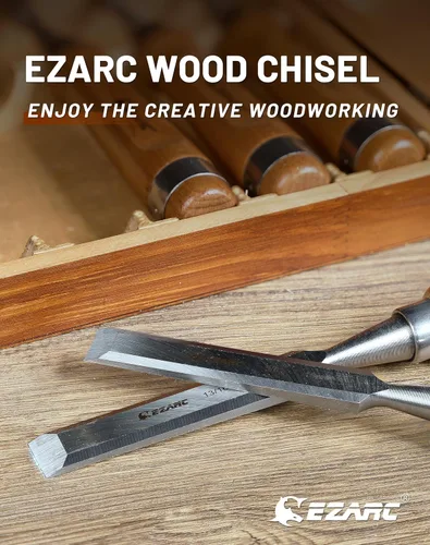 Miniatura 5 de EZARC Juego de herramientas de cincel de madera de 6 piezas, kit de cincel de tallado de carpintería con estuche de madera prémium para carpintero