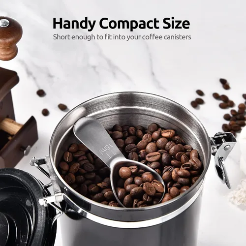Miniatura 5 de Cuchara medidora de café de acero inoxidable 18/8: U-Taste 1 cucharada de metal, cuchara medidora de mango corto para café molido, granos, espresso