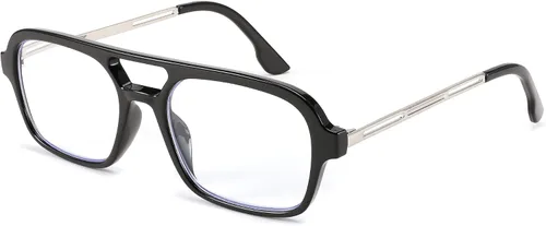 FEISEDY Gafas de lectura retro cuadradas con bloqueo de luz azul para mujeres y hombres de los años 70, anteojos planos de aviador antifatiga para