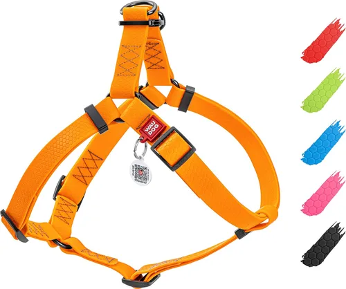 Miniatura 16 de WAUDOG Arnés ajustable impermeable para perro, resistente con cierre de metal duradero y placa de identificación QR, para niño y niña